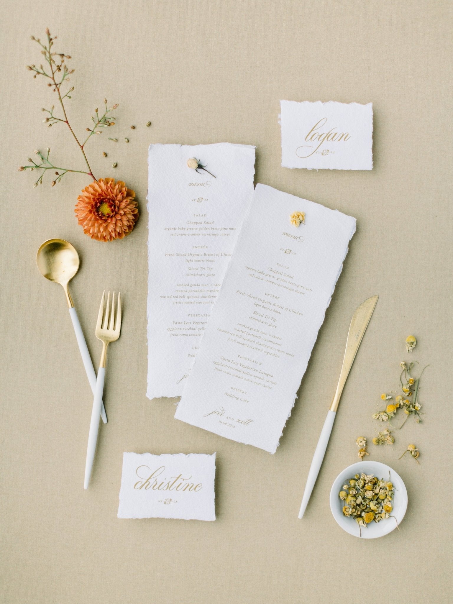 Handmade Paper Menus and Place Cards – Jen Simpson Design, LLC